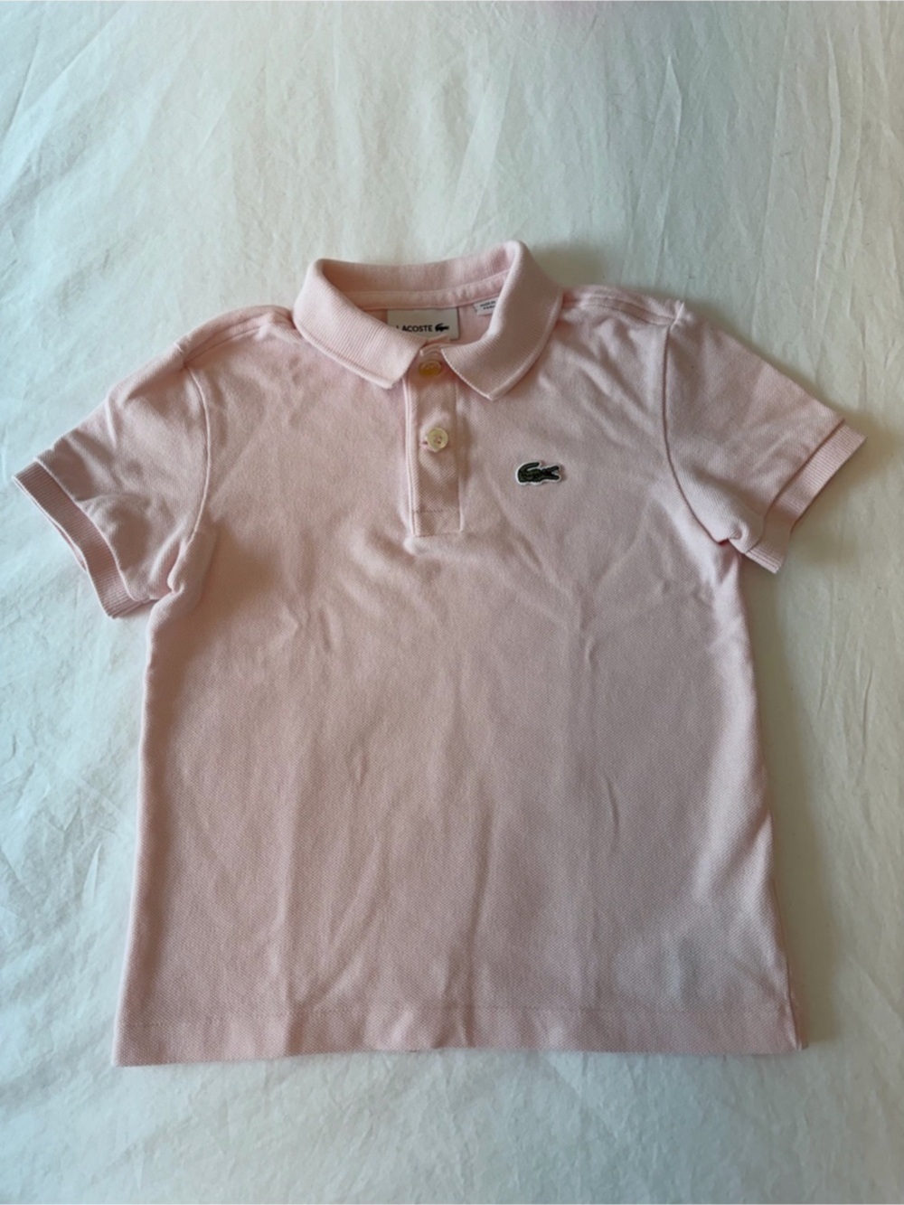 Lacoste Kids Solid Cotton Piqué Polo Shirt Size 5 Pink